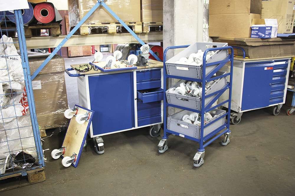 Chariot porte-bacs norme euopéenne avec 3 bacs plastiques