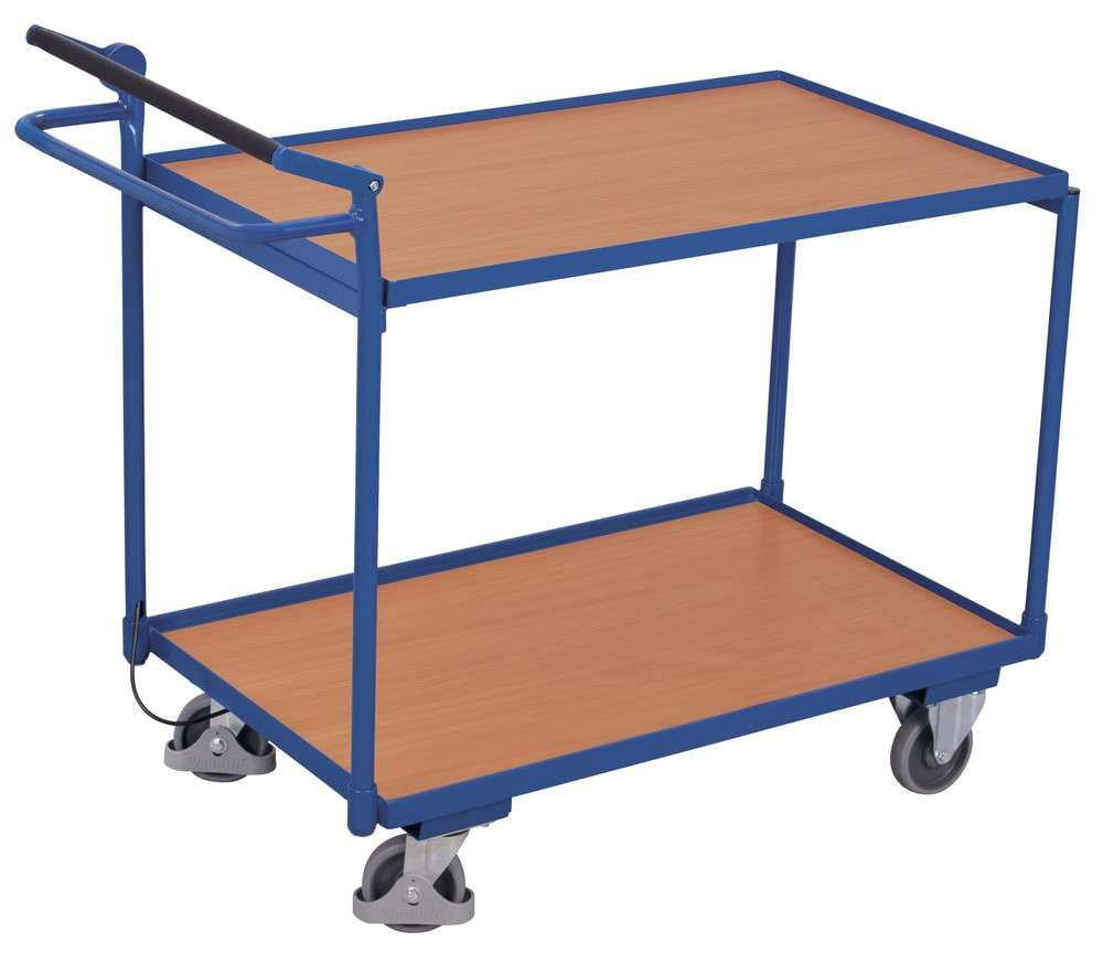 Chariot à 2 plateaux avec système de blocage et de déblocage