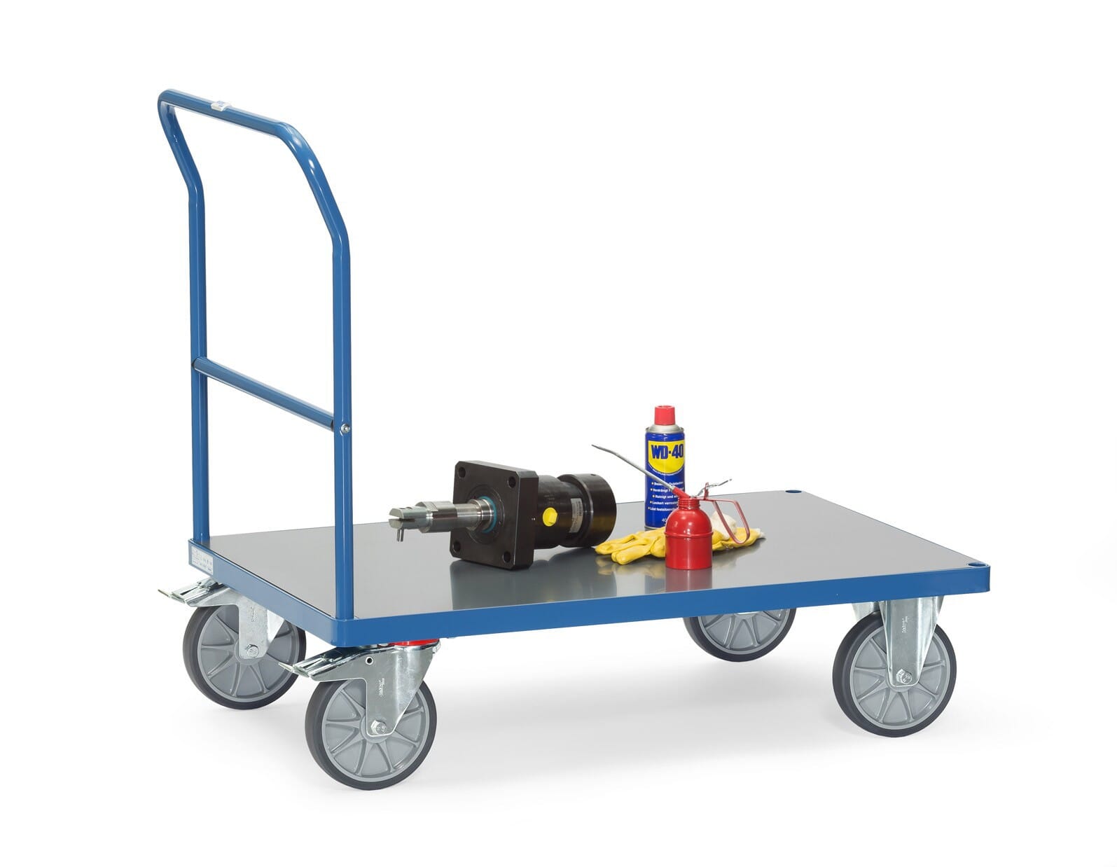 Chariot à dossier de poussée avec plateau en PVC dur