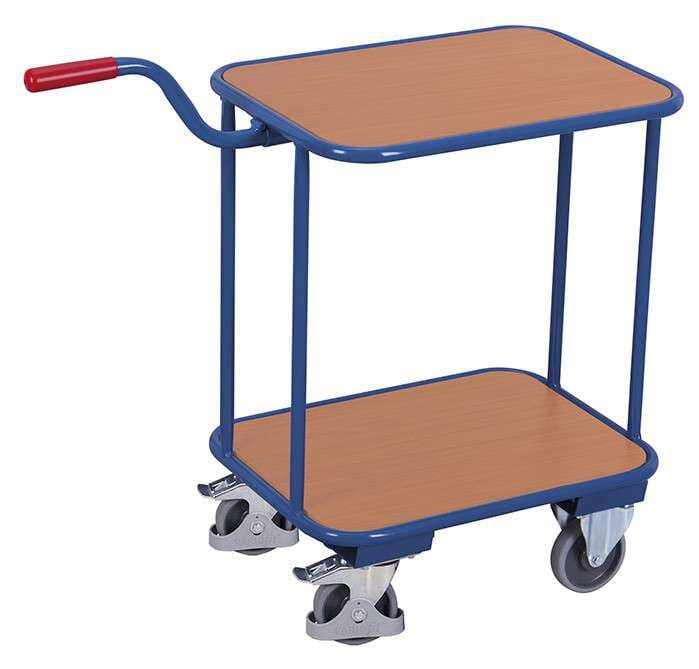 Chariot col de cygne à 2 plateaux en mélaminé