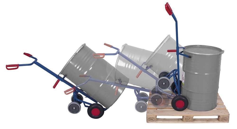 Diable porte-fûts avec 2 roulettes de support
