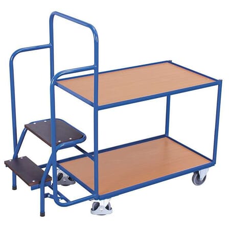 Chariot bas préparateur de commandes avec 2 plateaux Chariot bas préparateur de commandes avec 2 plateaux