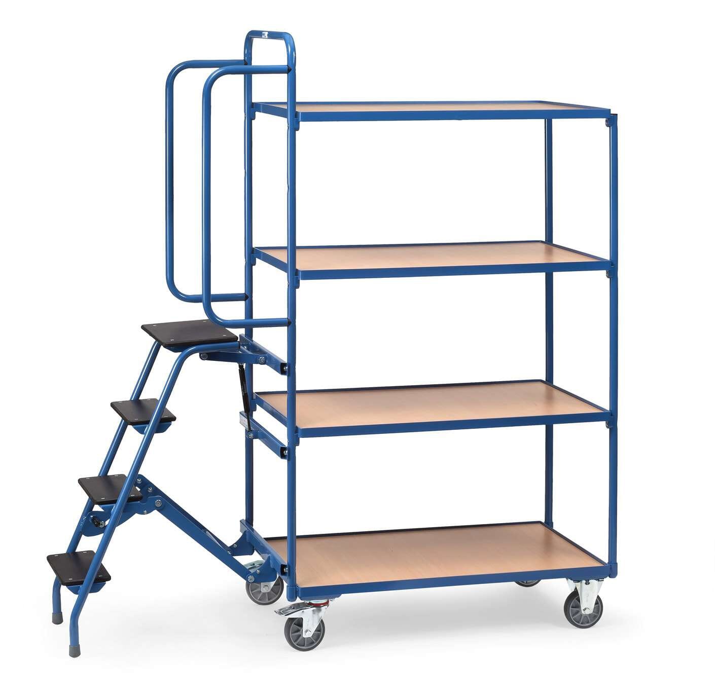 Chariot préparateur de commandes à 4 plateaux