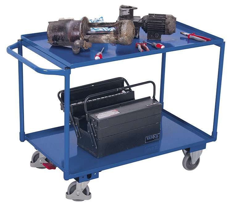 Servante d'atelier à 2 plateaux en tôle d'acier