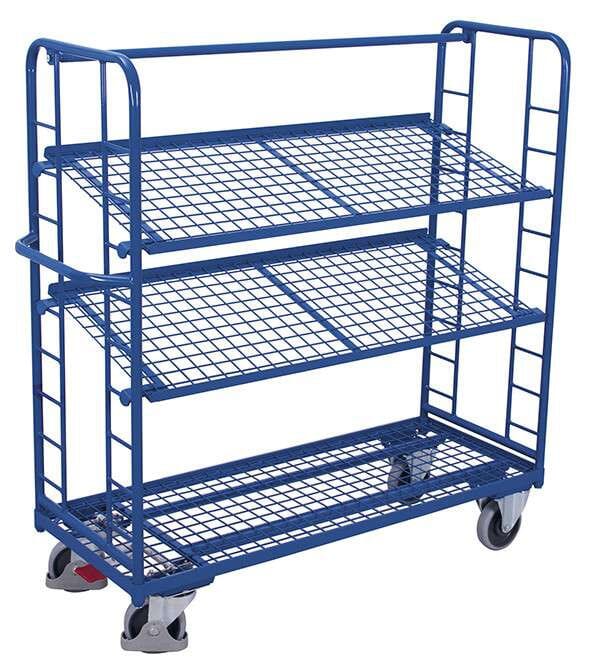 image cover Chariot à 3 étagères grillagées et inclinées