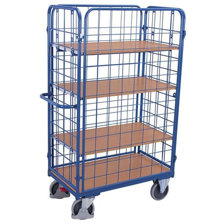 Chariot haut fermé à 4 étagères et 4 ridelles Chariot haut fermé à 4 étagères et 4 ridelles