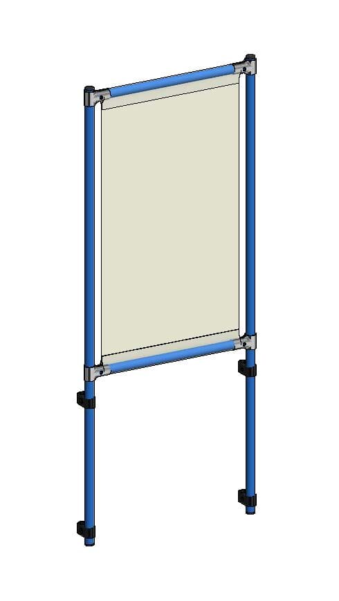 Kit panneau de projections salivaires, dimensions 571x49x1410 mm