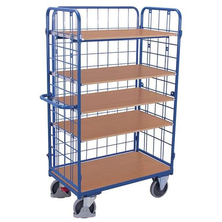 Chariot haut à 5 étagères et 3 ridelles Chariot haut à 5 étagères et 3 ridelles