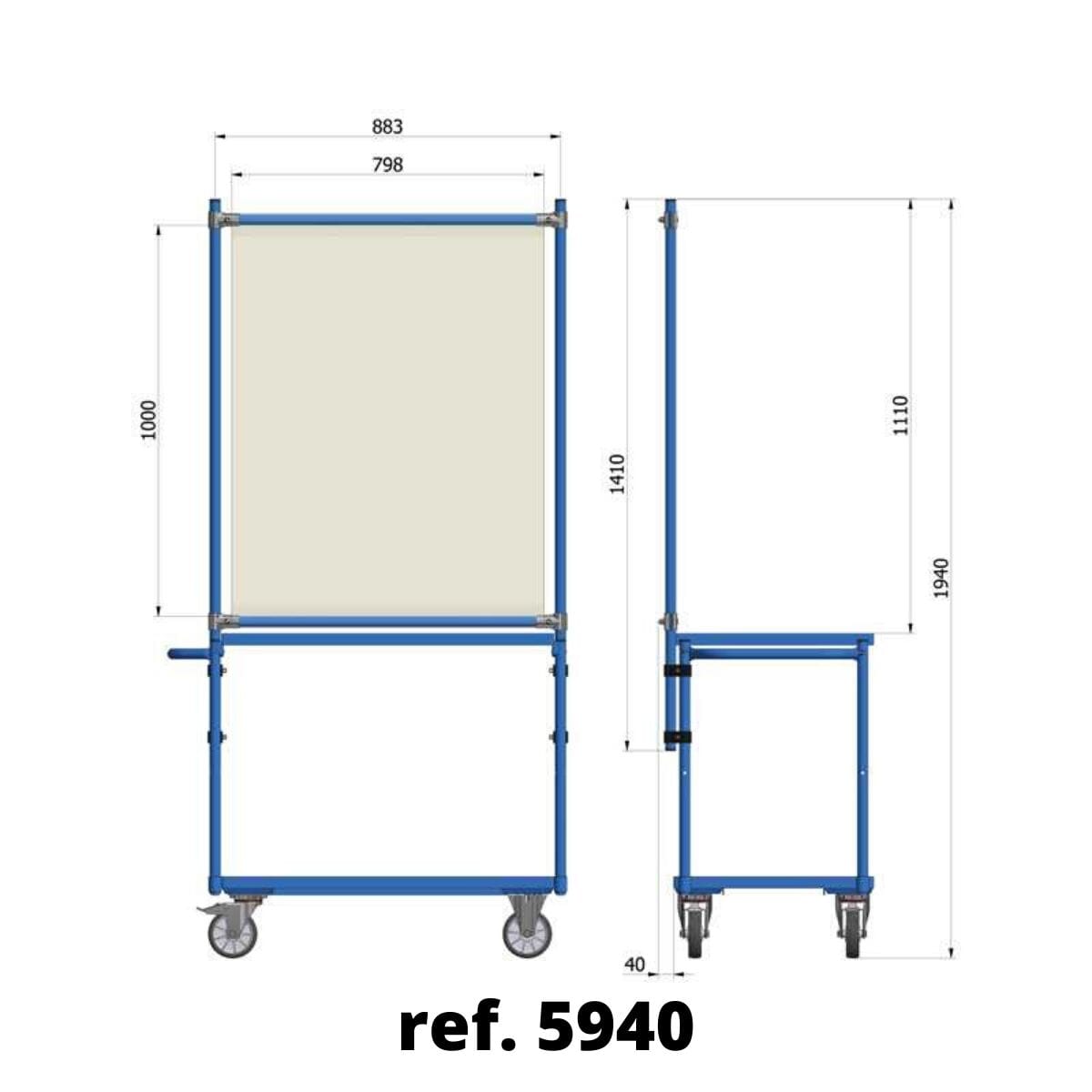 Panneau de protection COVID-19 pour chariot à plateaux