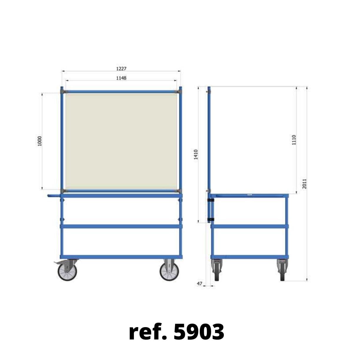 Panneau de protection COVID-19 pour établi mobile d'atelier