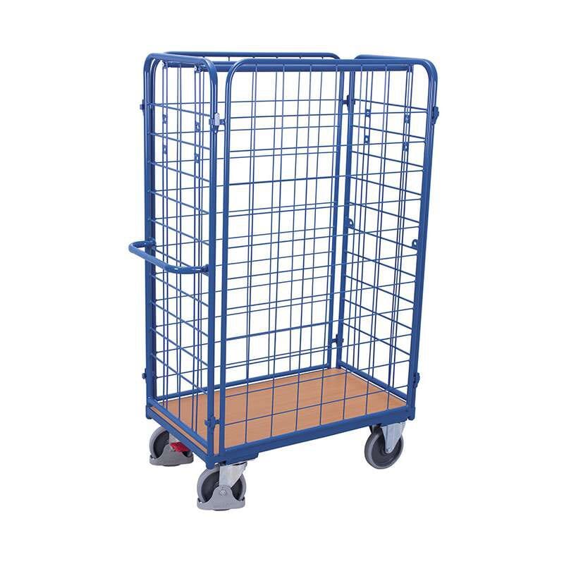 Chariot haut grillagé pour colis à 4 ridelles