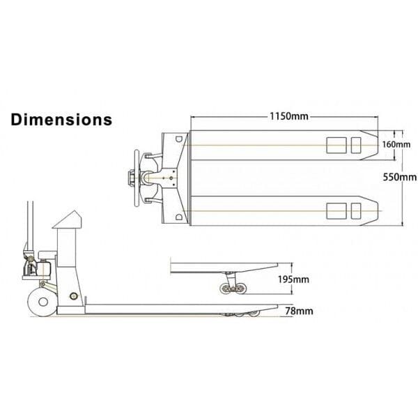 Transpalette peseur, portée max. jusqu'à 2000 kg, précision de 100 g à 1 kg