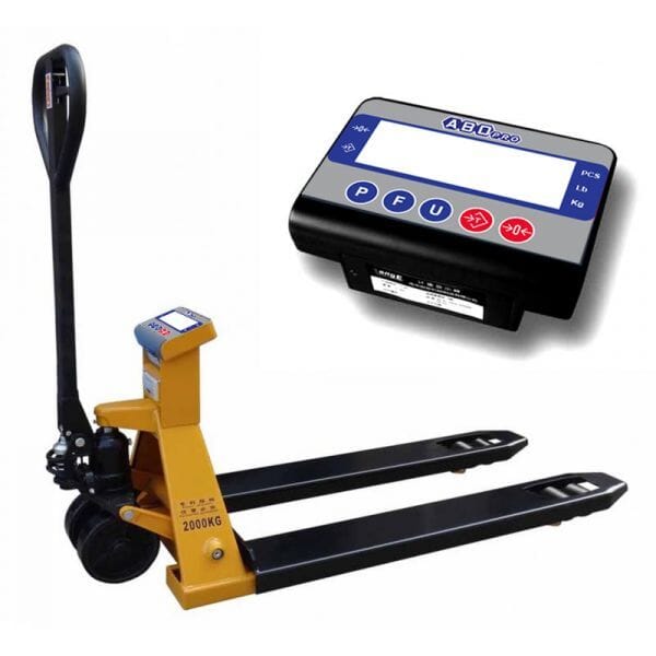Transpalette peseur, portée max. jusqu'à 2000 kg, précision de 100 g à 1 kg