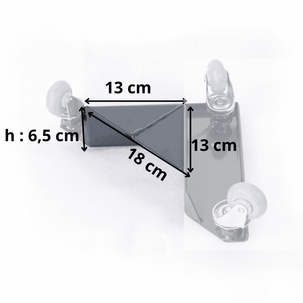 Coins roulants robuste en gris 600 kg avec mallette de transport