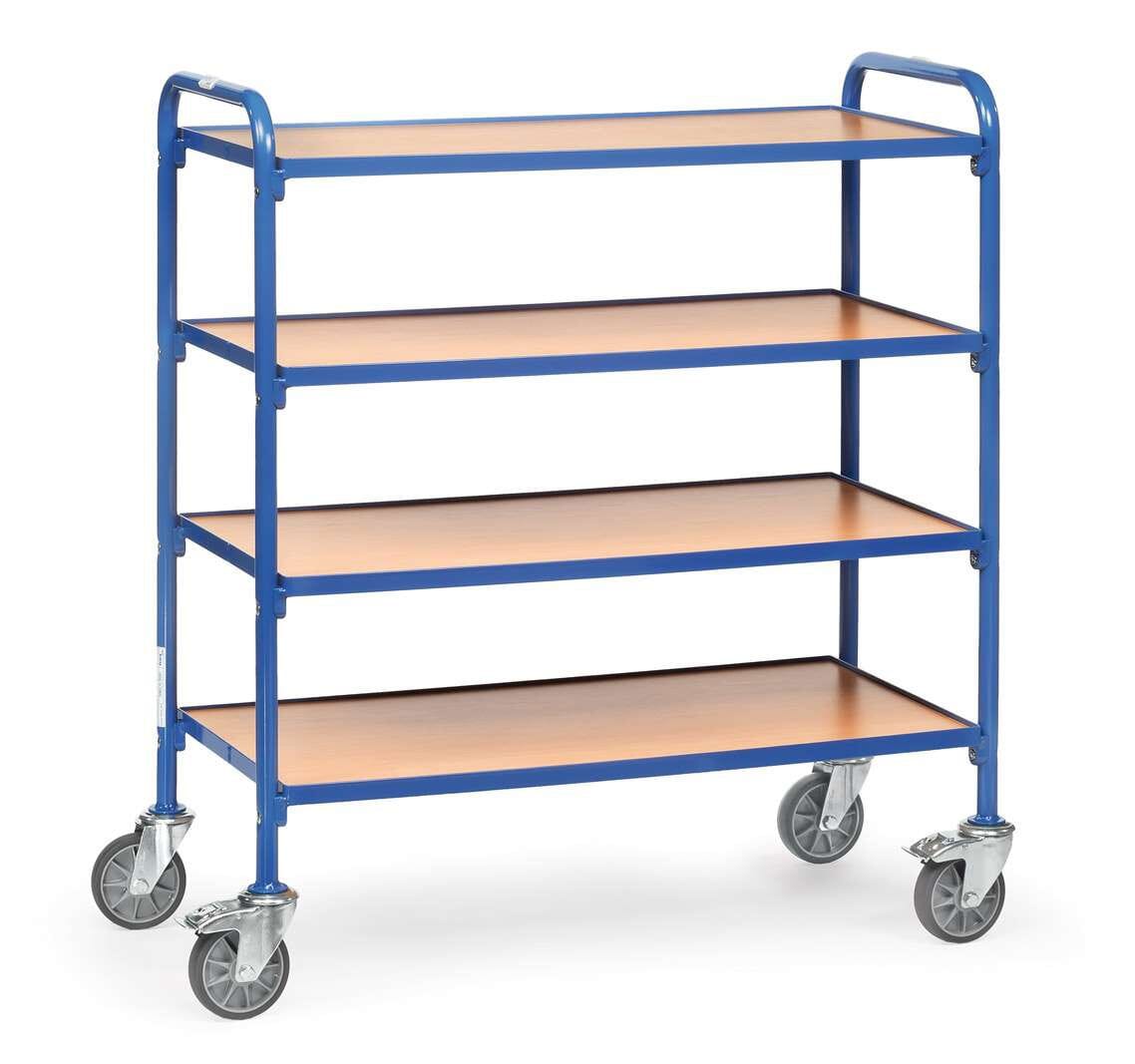 Chariot haut à 4 plateaux pour bacs plastiques