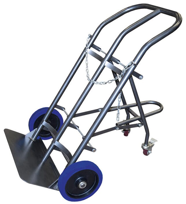 Diable porte 2 bouteilles avec béquille escamotable 200 kg roues caoutchouc noir