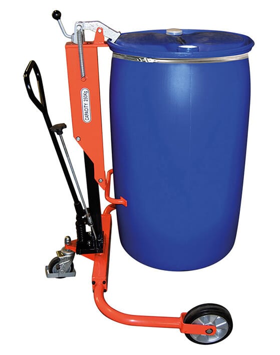 Chariot porte-fût 220 litres à rebord 250 kg largeur 860 mm
