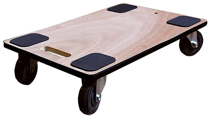 Plateau roulant bois 350 kg 600 x 400 mm roues caoutchouc