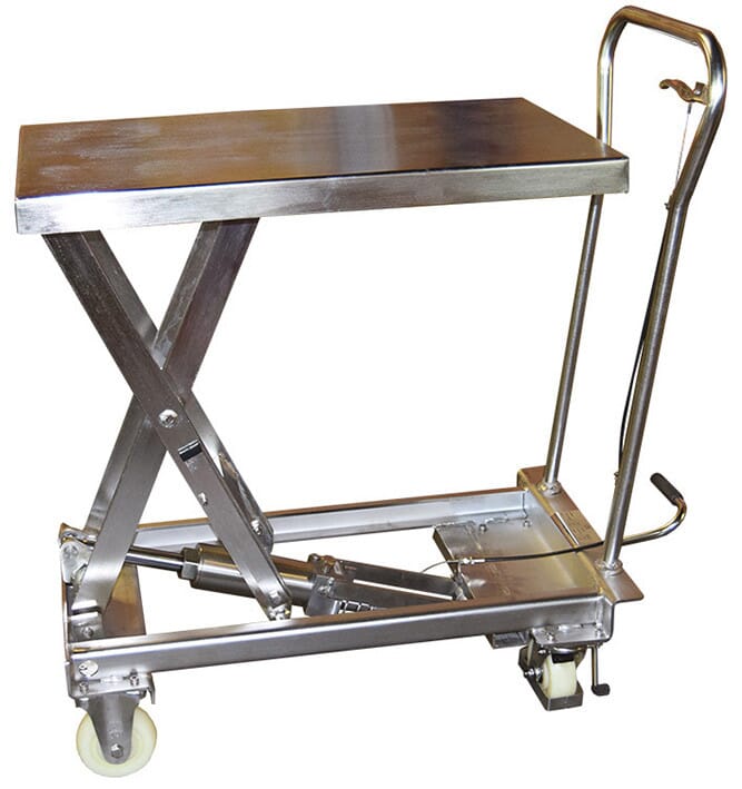 Table élévatrice manuelle inox 304 200 kg
