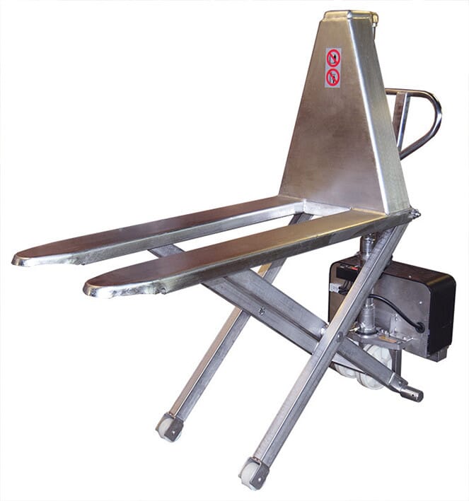 Transpalette électrique haute levée inox 316 1000 kg largeur 560 mm