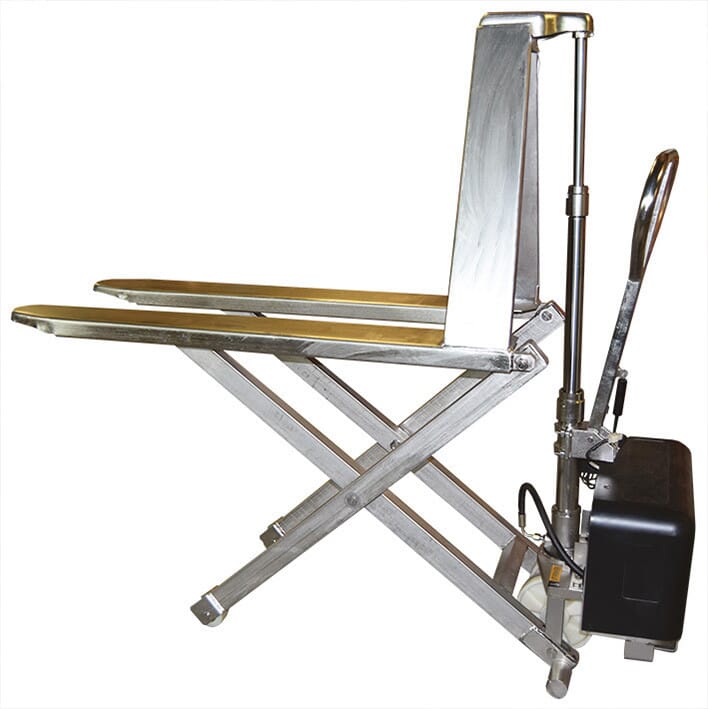 Transpalette électrique haute levée inox 316 1000 kg largeur 560 mm