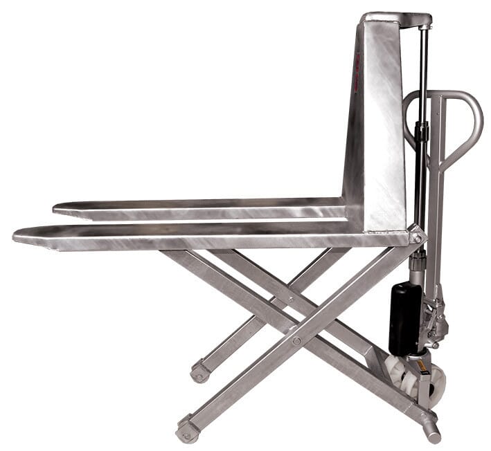 Transpalette manuel haute levée inox 316 1000 kg largeur 680 mm