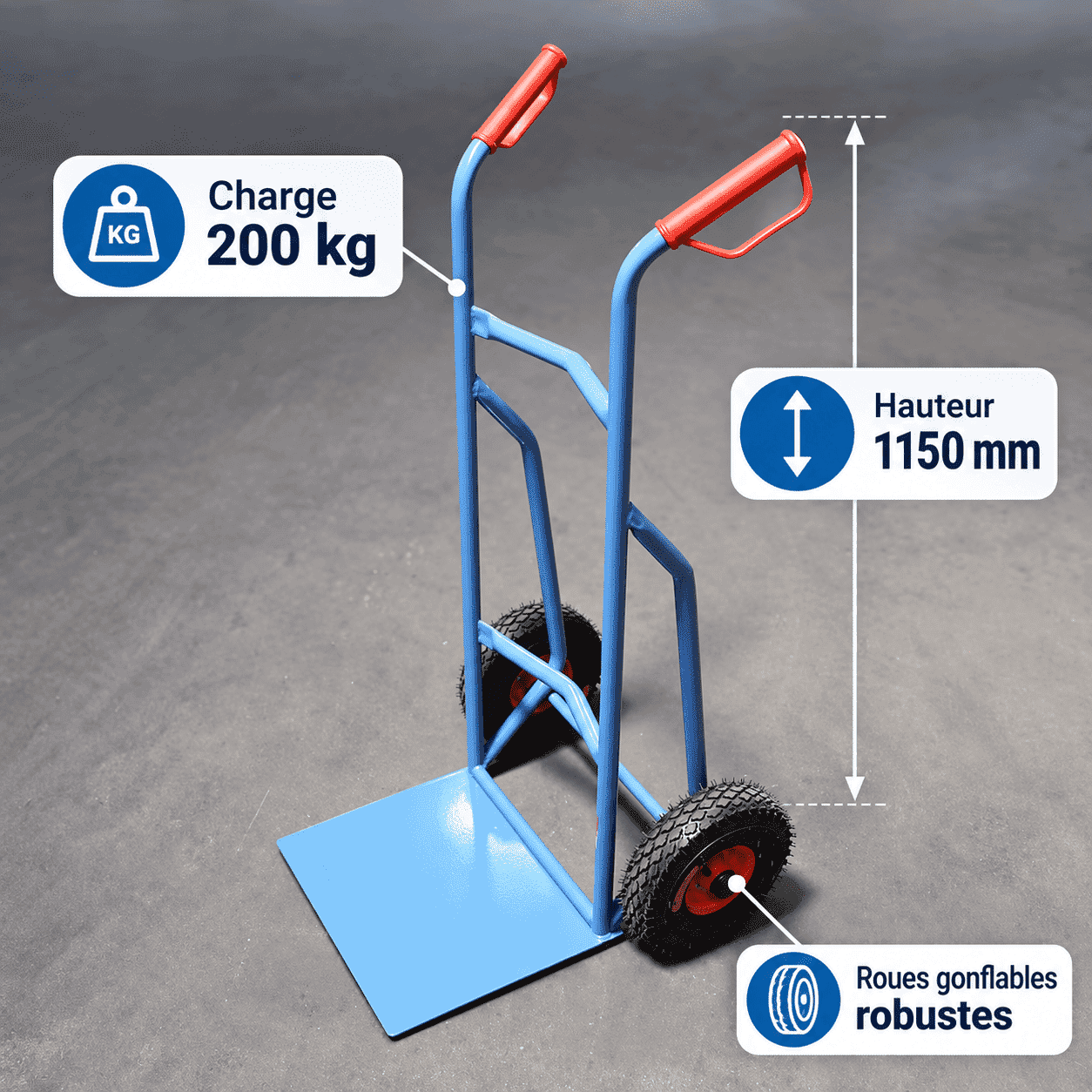 Diable standard en acier 200 KG