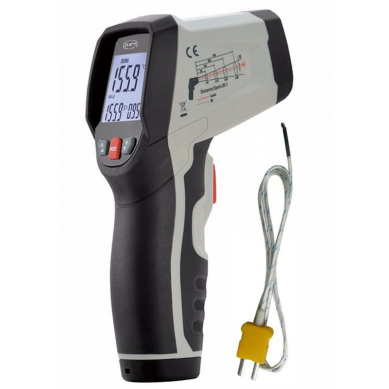 Thermomètre infrarouge avec certificat d'étalonnage -60°C + 500°C Mesure à partir de 