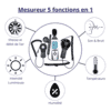 Mesureur 5en1, son, lumière, humidité, température et anémométrie