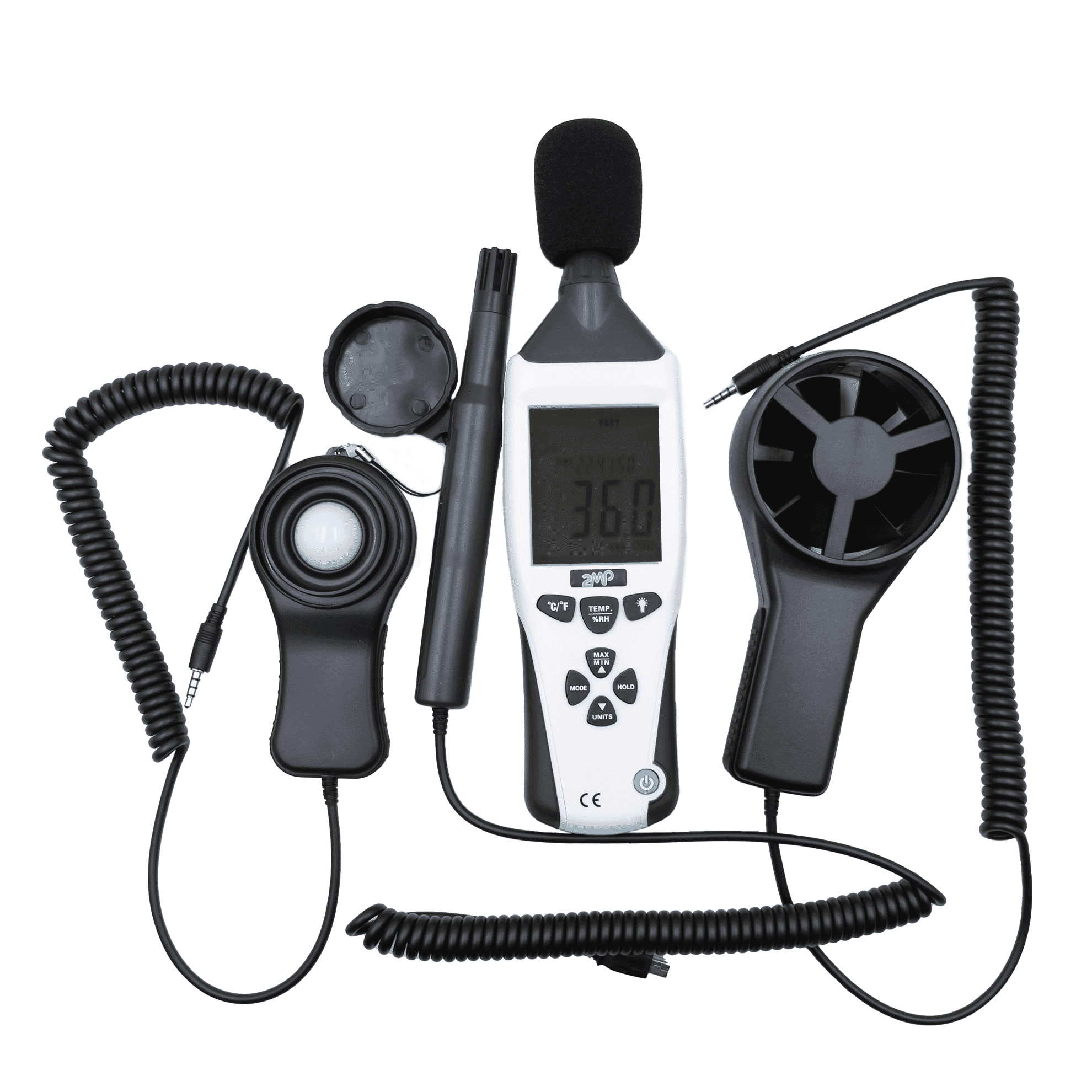 Mesureur 5en1, son, lumière, humidité, température et anémométrie