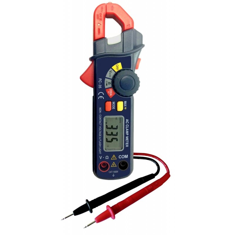 Mini pince ampèremétrique compact - Torche LED - Détection tension sans contact