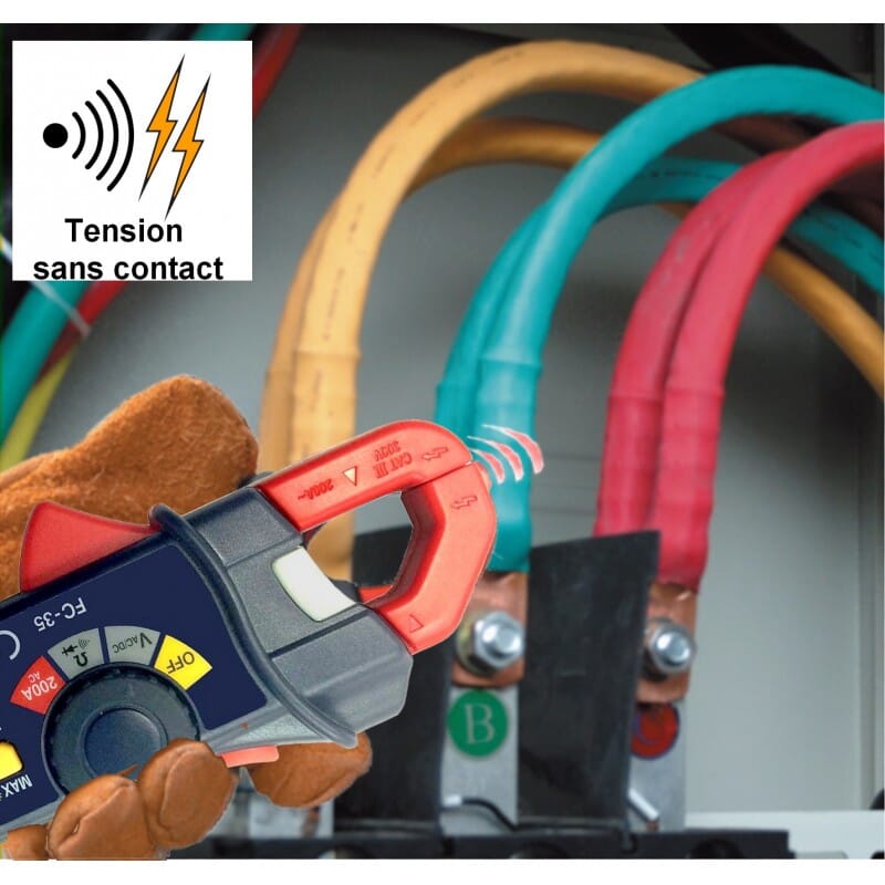 Mini pince ampèremétrique compact - Torche LED - Détection tension sans contact